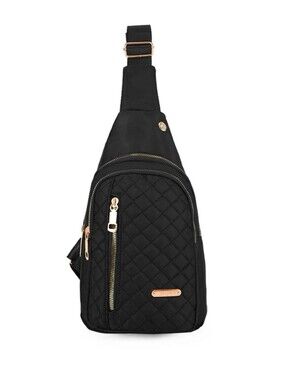 Jingpin Creations Fashion Summer Black Quilted Sling Bag